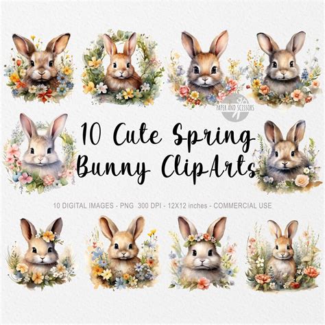 Cute Bunny Clipart Bunny Png Spring Bunny Illustration Watercolor