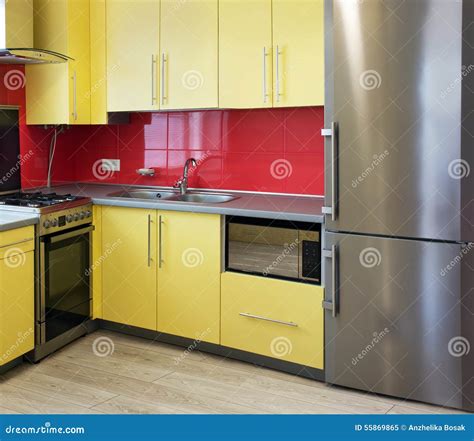 Yellow Kitchen Stock Image Image Of Architecture House 55869865