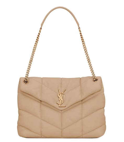 Saint Laurent Paris Bolso Shoulder M Beige En Cuero Acolchado Mujer