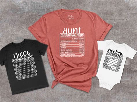 Aunt Niece Nephew Nutritional Facts Shirts Funny Matching Aunt And Me