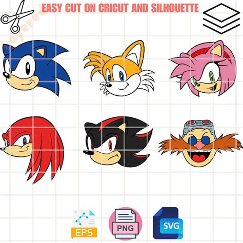 Sonic The Hedgehog Bundle Svg Sonic Face Svg Sonic Head Svg Layered