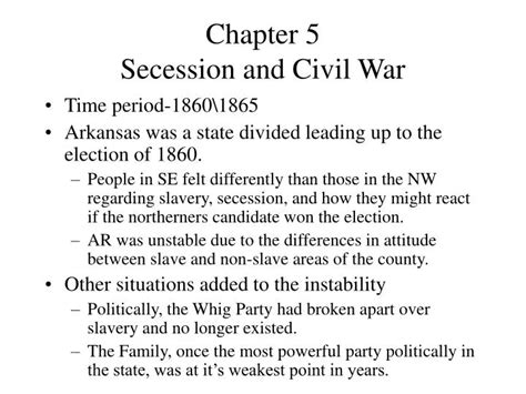 Ppt Chapter 5 Secession And Civil War Powerpoint Presentation Free