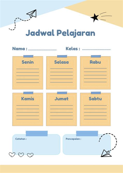 Halaman 10 Gratis Desain Contoh Jadwal Pelajaran Canva