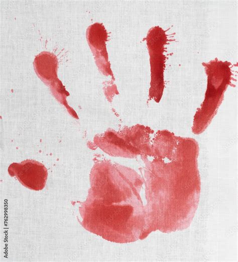 Bloody Handprint On A White Background Bloody Mark On Clothes Wound