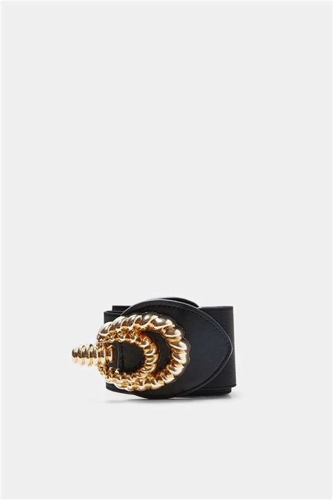 Image Of Elastic Belt With Golden Buckle From Zara Cinturones