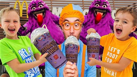 Blippi Wonders And Vlad Niki Drink The Grimace Shake In Real Life