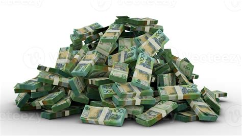 Big Pile Of Australian Dollar Notes A Lot Of Money Over Transparent