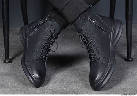 Bottes Homme Chauds Fermeture Clair Hautes Tendance Hiver Cuir