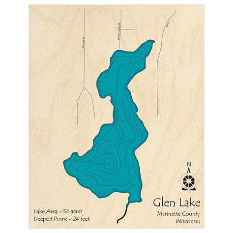 Glen Lake 3D Custom Wood Map – Lake Art LLC