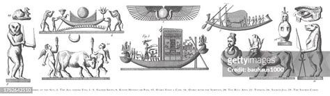 Egyptian Gods And Religious Symbols Engraving Antique Illustration ...