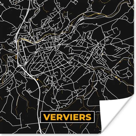 Poster Verviers Stadskaart Goud Plattegrond Kaart 50x50 Cm Bol