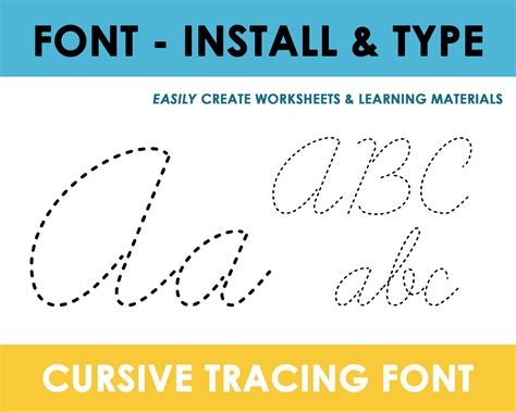 Cursive Tracing Font Cursive Font Tracing Worksheet - Etsy Canada