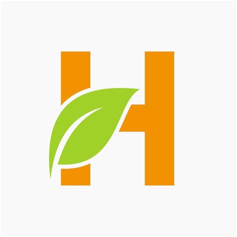 Logotipo De Eco Leaf En La Letra H Concepto Con El Icono De La Hoja