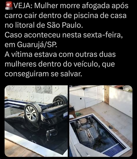 VEJA Mulher morre afogada após carro cair dentro de piscina de casa no