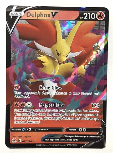 Delphox V Lost Origin Ultra Rare Holo Pokemon Card Nm