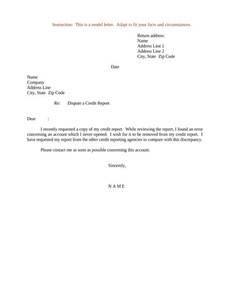 Sample Letter For Erroneous Ination On Credit Report Doc Template