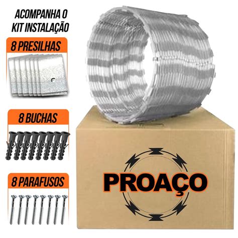 KIT Completo Cerca CONCERTINA DUPLA CLIPADA DE 45CM 7M GALVALUME