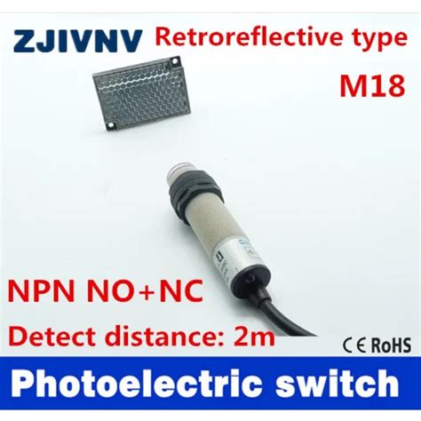 M18 Retroreflective Type NPN PNP NO NC Dc 4 Wire Photoelectric Switch