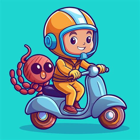 Un Personnage De Dessin Anim Sur Un Scooter Avec Un Cr Ne Et Un Cr Ne