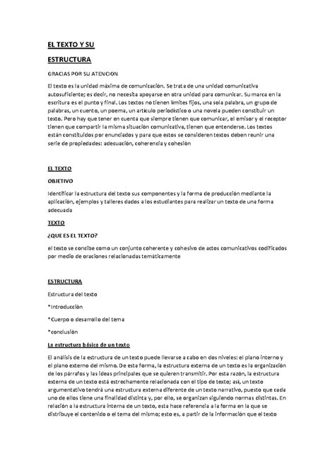 Texto Y Su Estructura El Texto Y Su Estructura Gracias Por Su