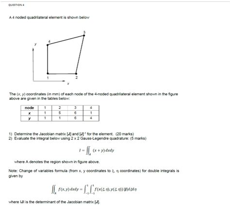 Solved A 4 Noded Quadrilateral Element Is Shown Below T