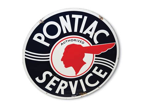 Pontiac Service With Wavy Lines And Full Feather Logo Sign Auburn