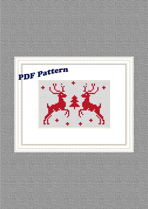 Reindeer Cross Stitch Pattern Christmas Easy Pattern Pdf Nordic