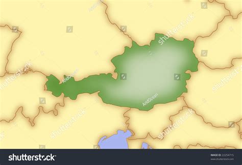 Map Of Austria With Borders Of Surrounding Countries Stock Photo