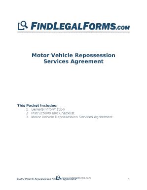 Motor Vehicle Repossession Fill And Sign Printable Template Online