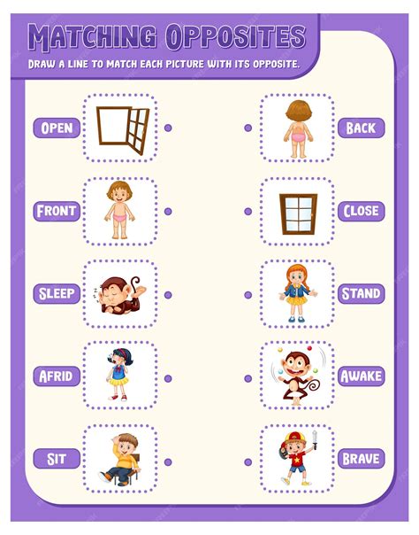 Opposites Matching Worksheets