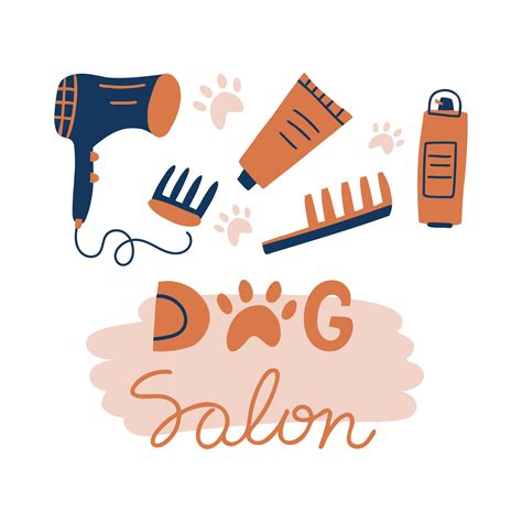 Dog Salon Hand Drawn Grooming Tools Vector Illustration In Doodle