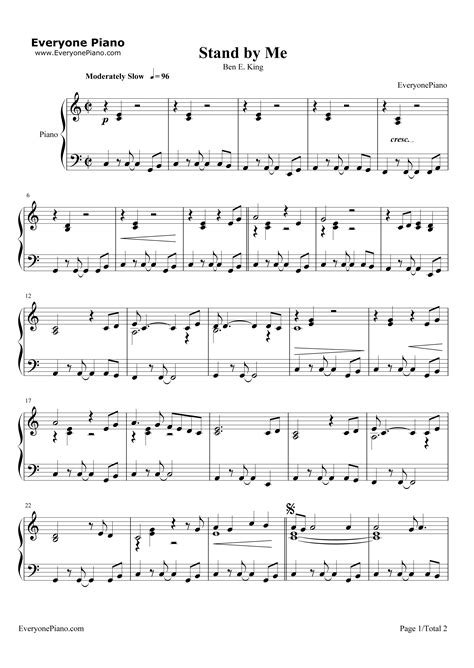 Stand By Me Piano Chords | Piano Sheet Music