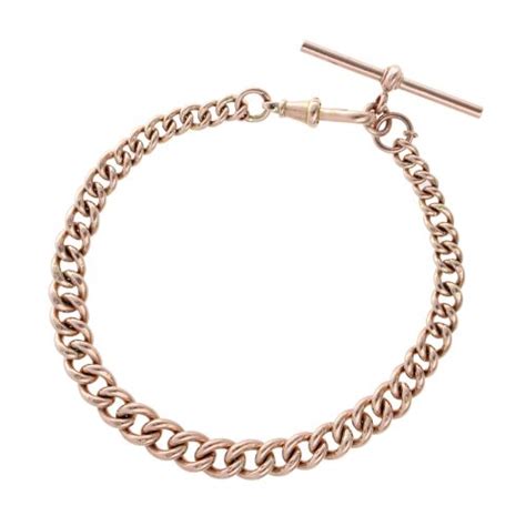 9ct Rose Gold Albert T Bar Bracelet 85 Rams203706184901 Ramsdens Jewellery