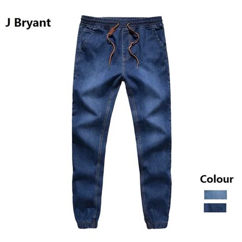 Mens Denim Jeans Men Drawstring Slim Fit Denim Joggers Mens Joggers