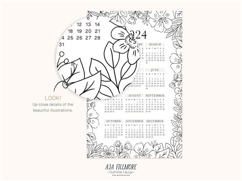 2024 Year At A Glance Calendar 2024 Wall Calendar 2024 Digital Wall Calendar Printable