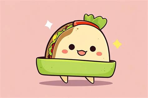 Cute Taco Mascot Vector Icon Illustration Premium Ai Generated Image