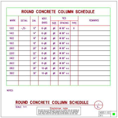 Ns Concrete Column Schedules Axiomcpl Central Professional Library