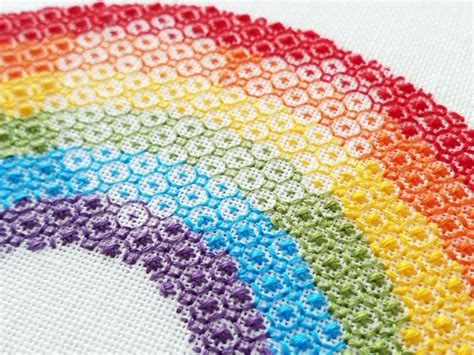 Blackwork Rainbow Embroidery PDF Pattern Rainbow Heart DIY Hoop Art