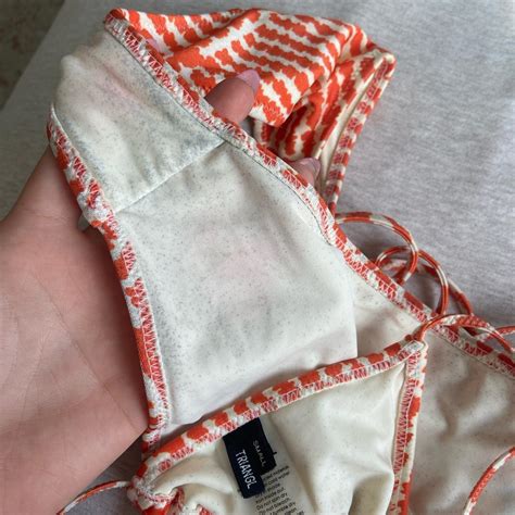 Triangl Womens White And Orange Bikinis And Tankini Sets Depop