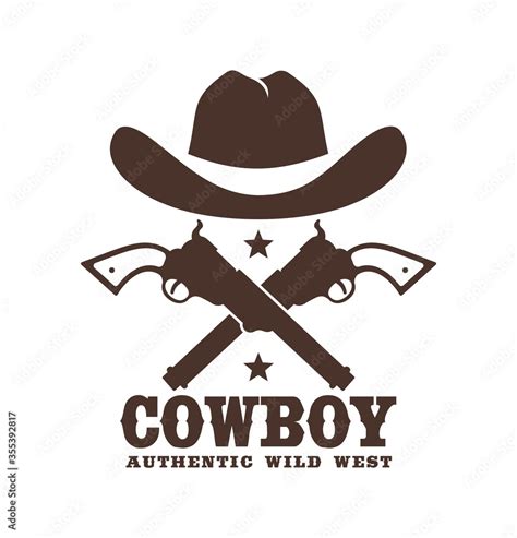 Cowboy icon with hat and crossed guns. Western tattoo. Wild west ...