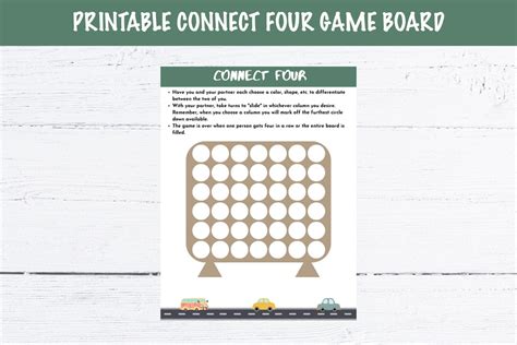 Printable Connect Four Game Board Template Etsy