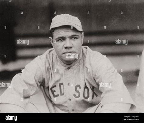 Babe Ruth Portrait Wearing A Red Sox Shirt Photo By Photograph By