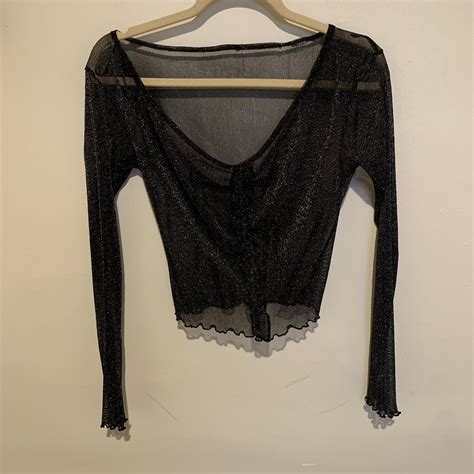 Sheer Sparkly Top Perfect For The Holidays Looks Depop