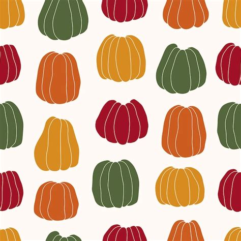 Premium Vector Seamless Pattern With Different Pumpkins