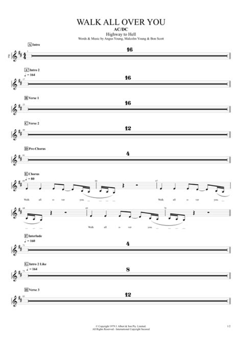 Walk All Over You Tab By AC DC Guitar Pro Full Score MySongBook