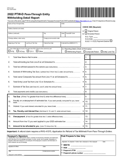 New Mexico Rpd 41367 Instructions 2022 2024 Form Fill Out And Sign