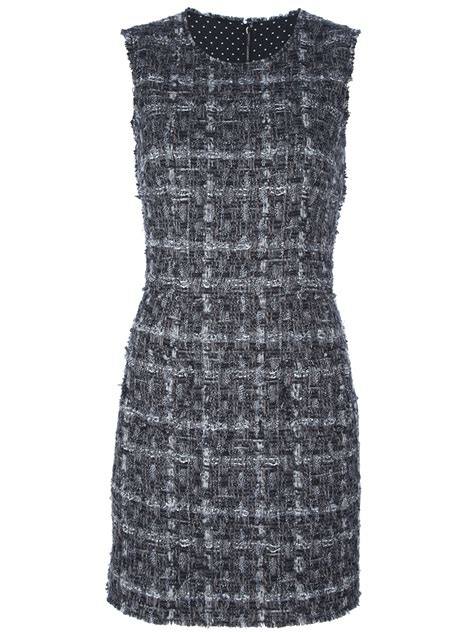 Dolce & Gabbana Bouclé Knit Dress in Gray (grey) | Lyst