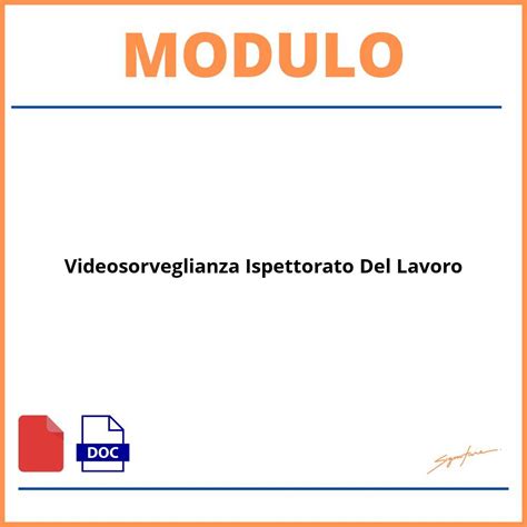 Modulo Videosorveglianza Ispettorato Del Lavoro