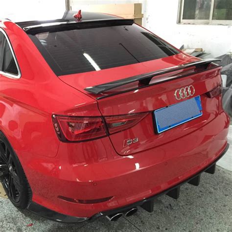 Car Stylefor Audi A3 Sedan Spoiler A3 S3 Carbon Fiber Rear Spoiler Trunk Wing Glass Black Finish