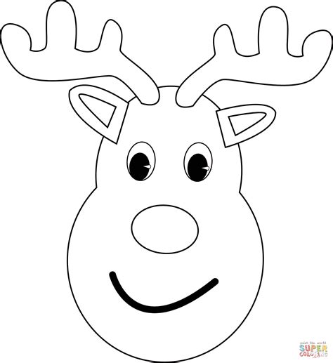 Christmas Reindeer Head Coloring Page Free Printable Coloring Pages